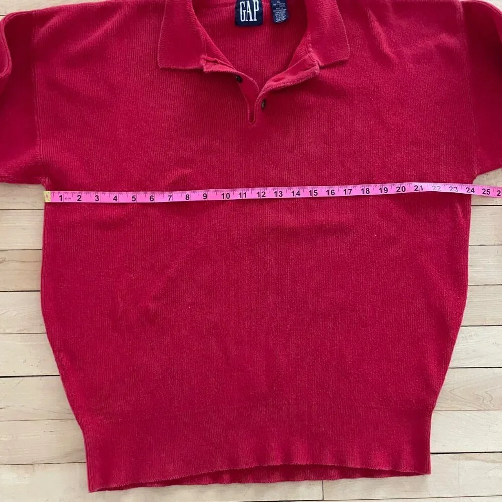 Vintage GAP Red Cotton Knit Sweater Men XL Rugby Polo Streetwear Preppy Heritage - Picture 8 of 12